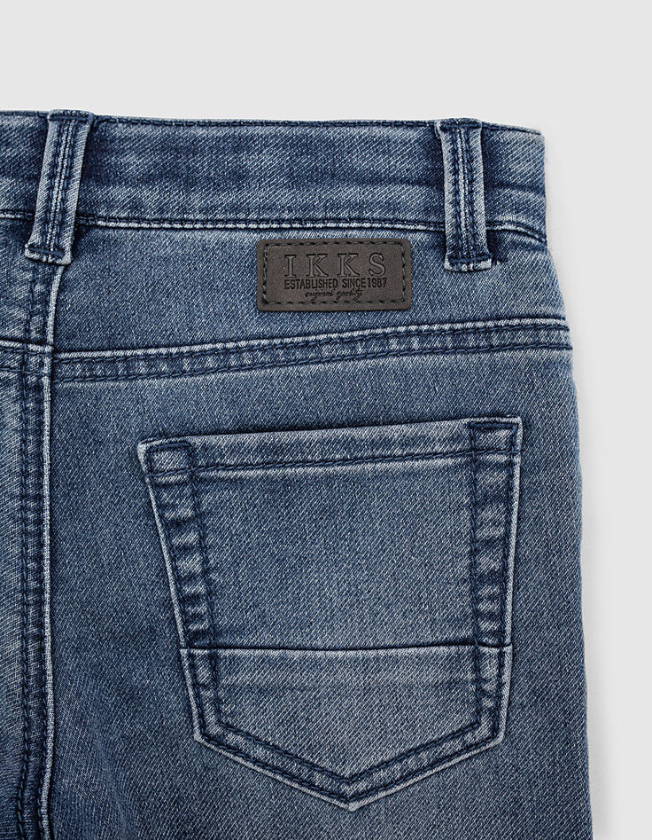 Boys’ stone blue slim jeans with patches -5