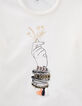Girls&rsquo; ecru T-shirt +hand image & embroidered bracelets-2