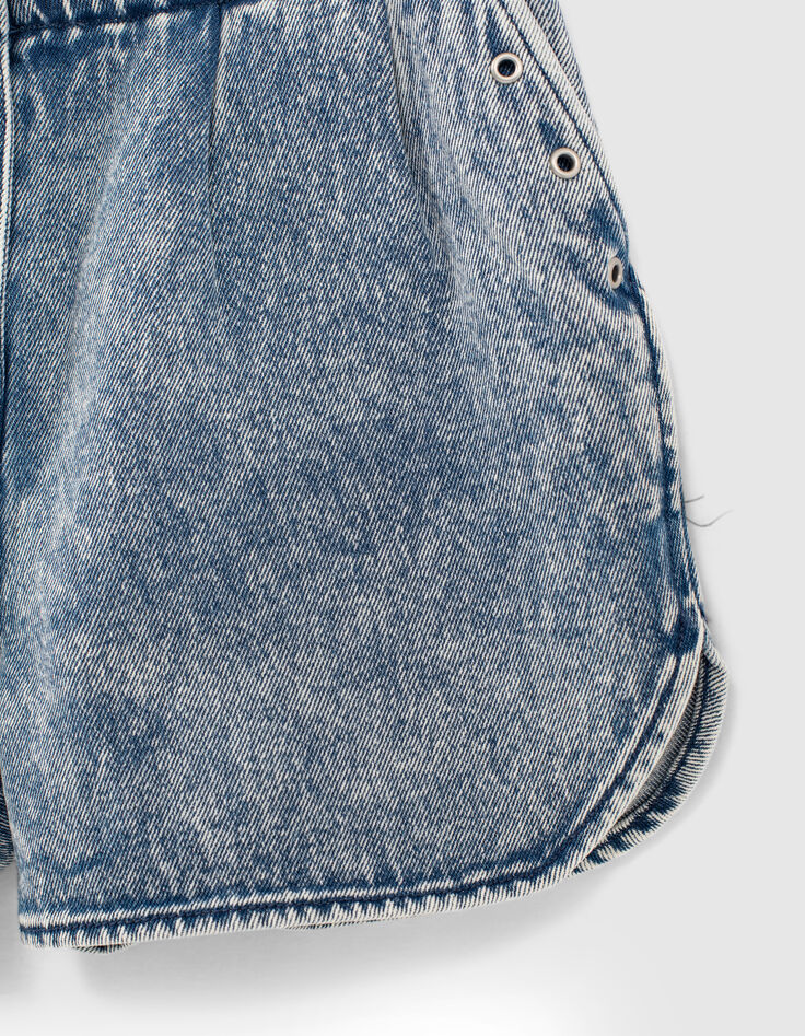 Medium blue jeansshort hoge elastische taille meisjes-6