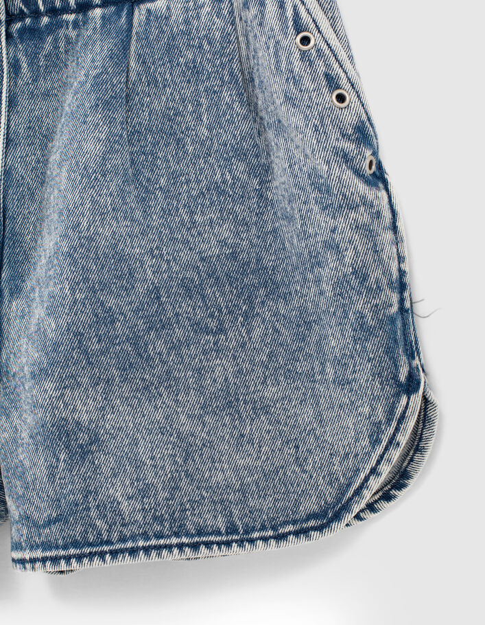 Girls’ medium blue denim elasticated high-waist shorts - IKKS