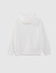 Sudadera blanco roto felpa piqué logo relieve niño-2