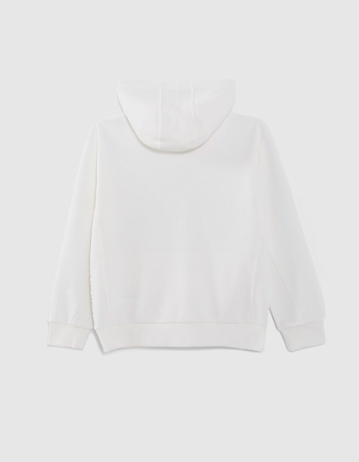 Sudadera blanco roto felpa piqué logo relieve niño-2