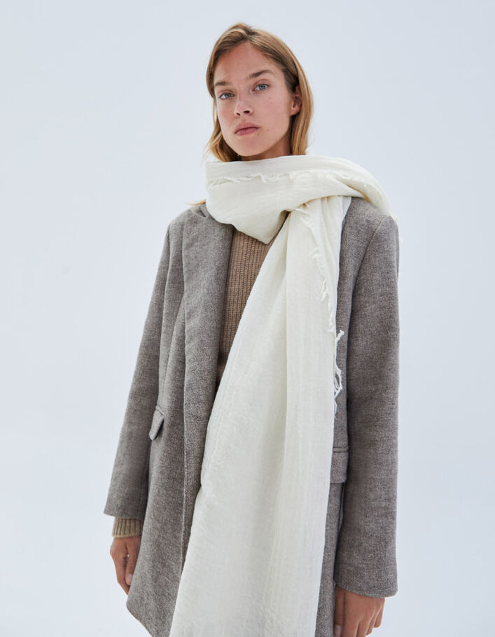 Fular Pure Edition blanco roto 100 % lana mujer