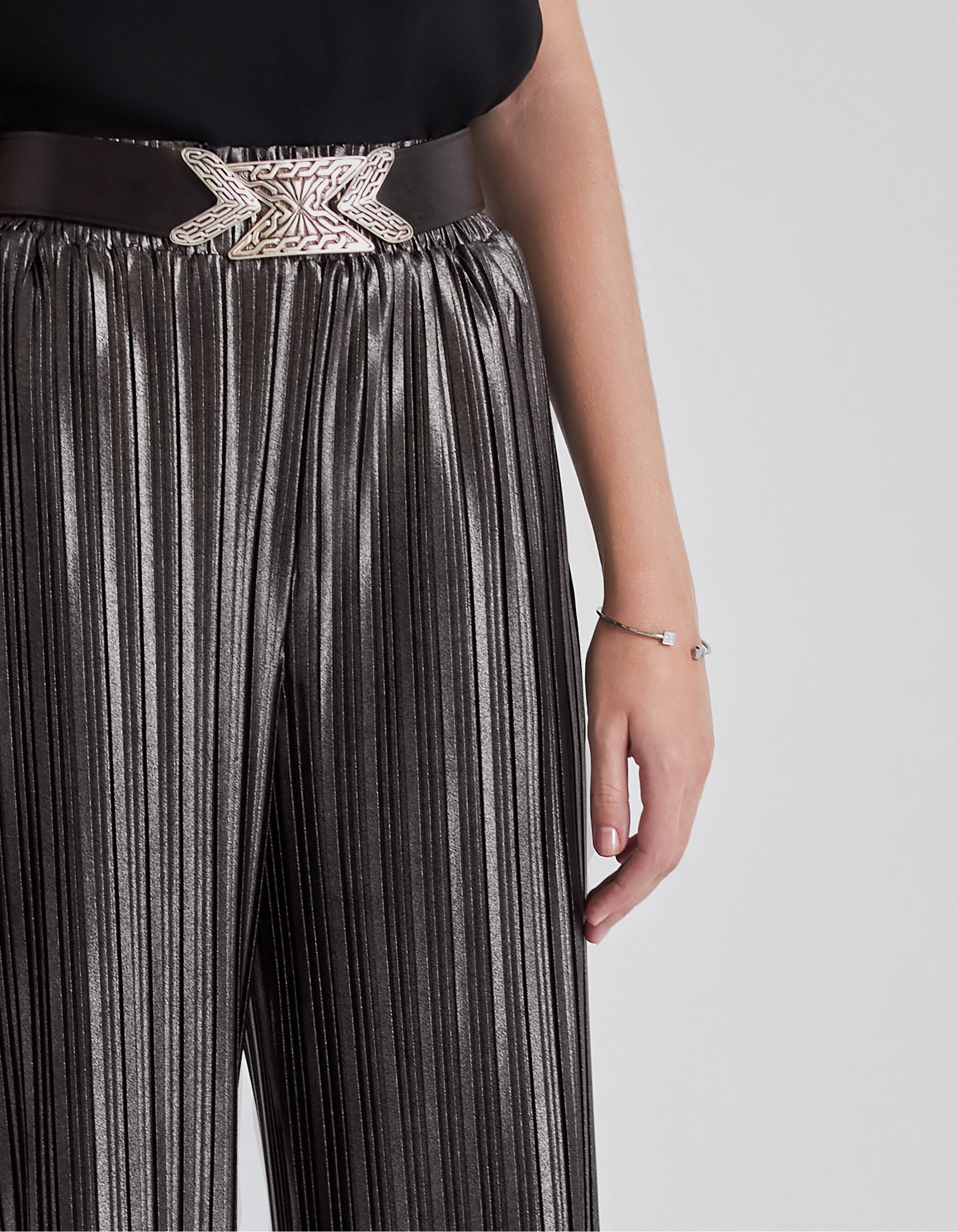 Pantalon sale plissé femme