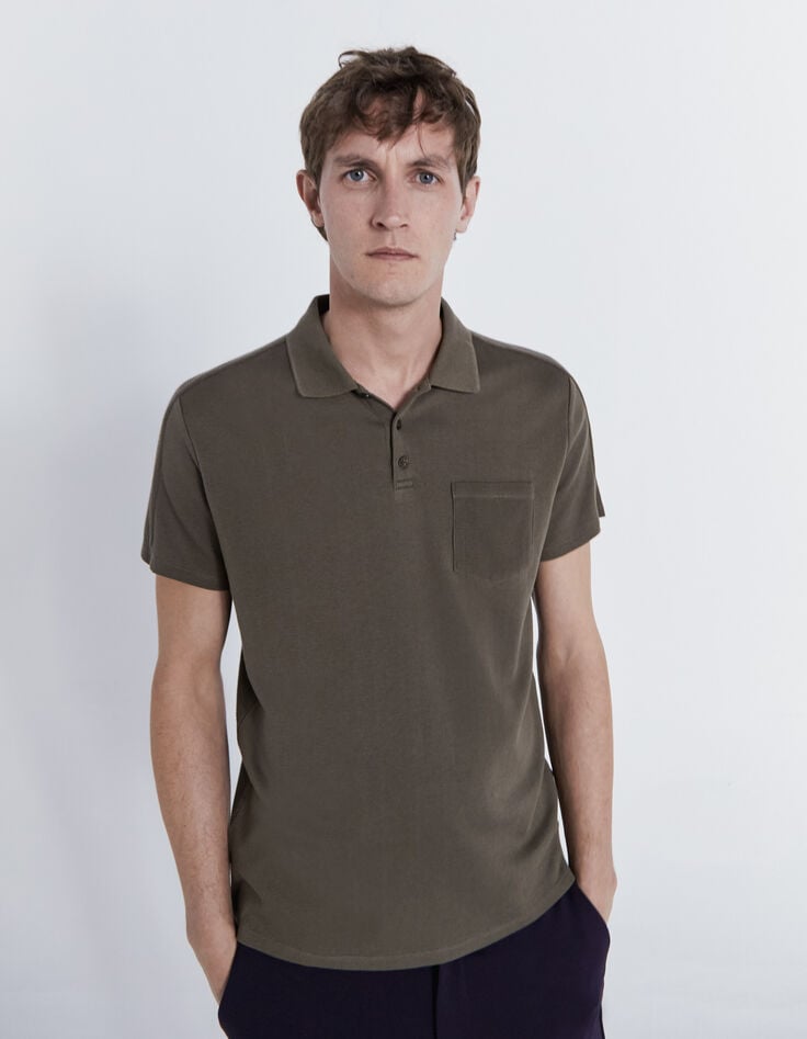 Polo kaki à dos reliefé Homme-1