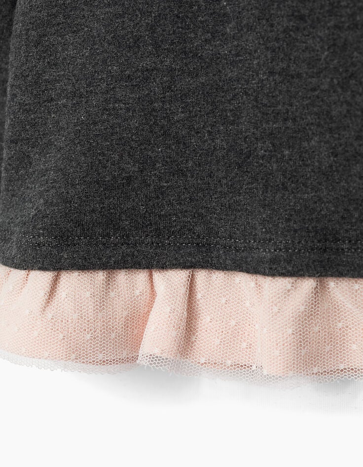 Sweat gris avec basque rose  bébé fille-6