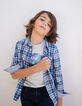 Boys&rsquo; navy check print shirt-1