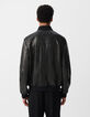 Bomber noir en cuir à parmenture amovible Homme-3
