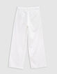 Pantalon LARGE blanc cassé à pinces fille-4