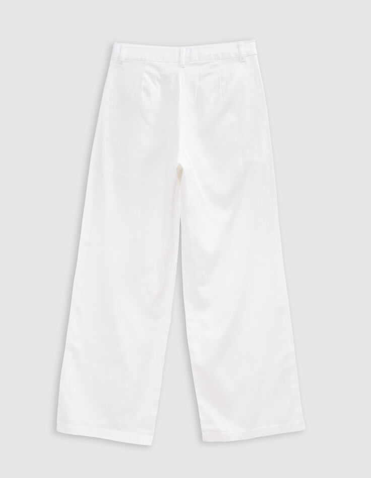 Pantalon LARGE blanc cassé à pinces fille-4