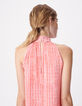 Robe longue rose motif rayures floues Femme-5