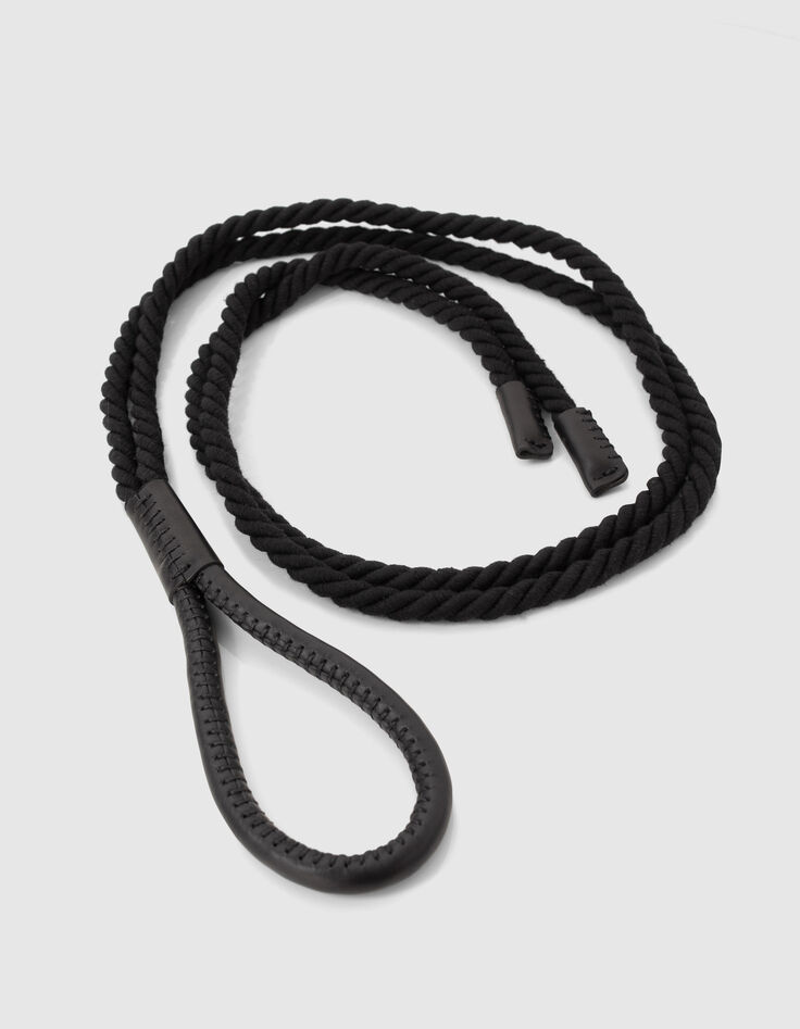 Schwarzer Damenbindegürtel mit Lederschnalle-4