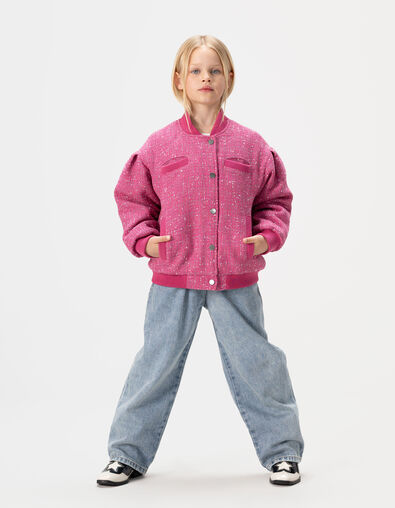 Blouson rose esprit tweed fille - IKKS