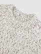 Women's Beige High-Neck Sweater in Yarn-Dyed Knit-8