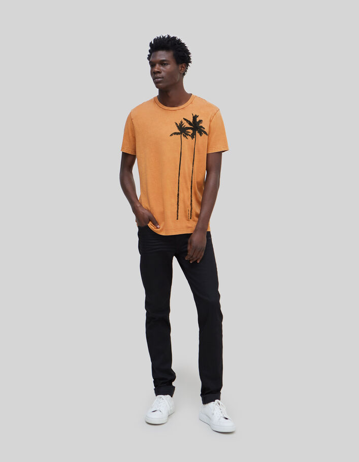 Cognac T-shirt opdruk palmen met borduursel Heren - IKKS