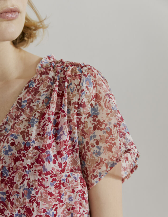 Women’s floral print short sleeve long dress-4