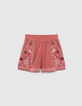 Short terracotta brod&eacute; fille-1