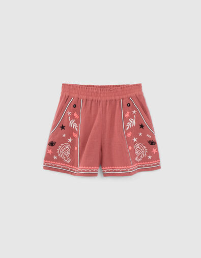 Short terracotta brod&eacute; fille - IKKS