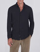 Zwart REGULAR overhemd bio piqu&eacute;tricot Heren-1