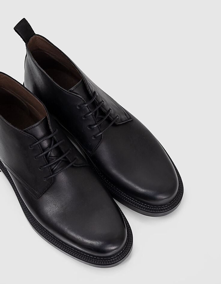 Men’s black high-top leather Derby shoes-1