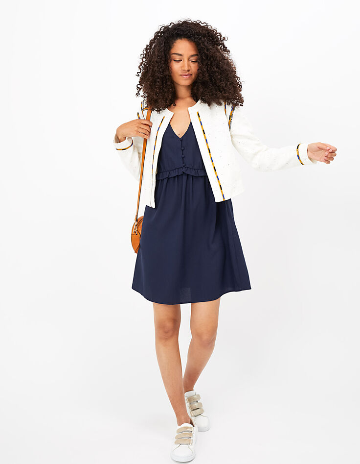 Vestido azul marino con mangas y espalda encaje I.Code-6