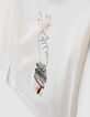 Girls&rsquo; ecru T-shirt +hand image & embroidered bracelets-5