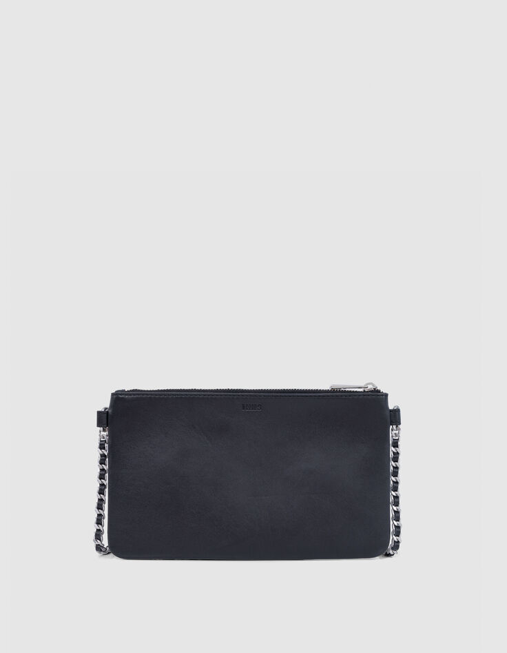 Women's 111 black lambskin clutch bag with stud decoration-2