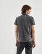 Polo gris anthracite à col pressionné IKKS BETTER Homme-3
