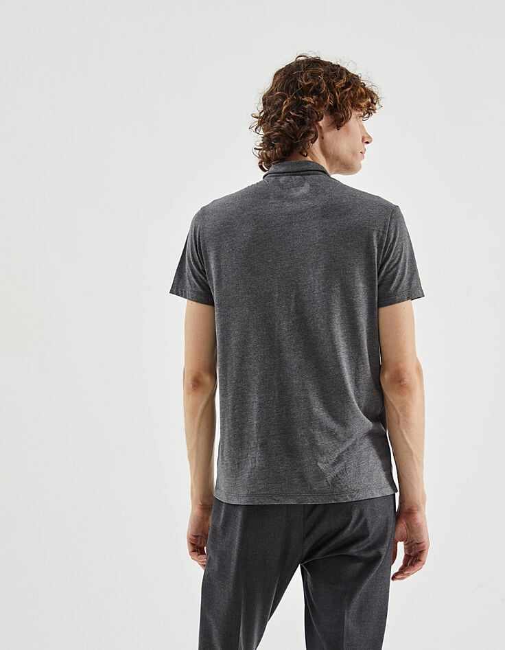 Polo gris anthracite à col pressionné IKKS BETTER Homme-3 Polo gris anthracite à col pressionné IKKS BETTER Homme-3