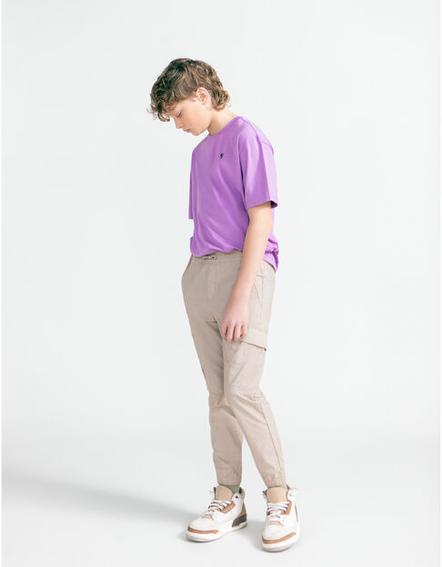 Boys’ beige cargo trousers with elasticated waist & cuffs - IKKS