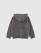Cardigan gris chiné à coutures apparentes garçon -3