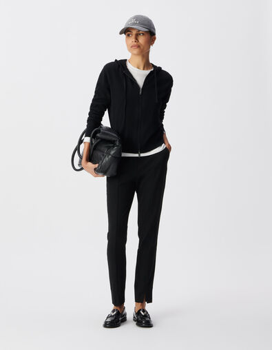 Women's black hooded cardigan knitted with rhinestone numbers on back - IKKS