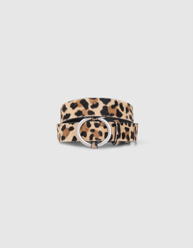 Cognac leren riem vachteffect luipaardmotief Dames - IKKS