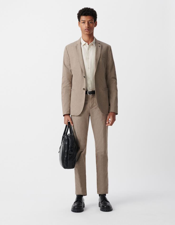 Men’s beige cotton marl blazer-3