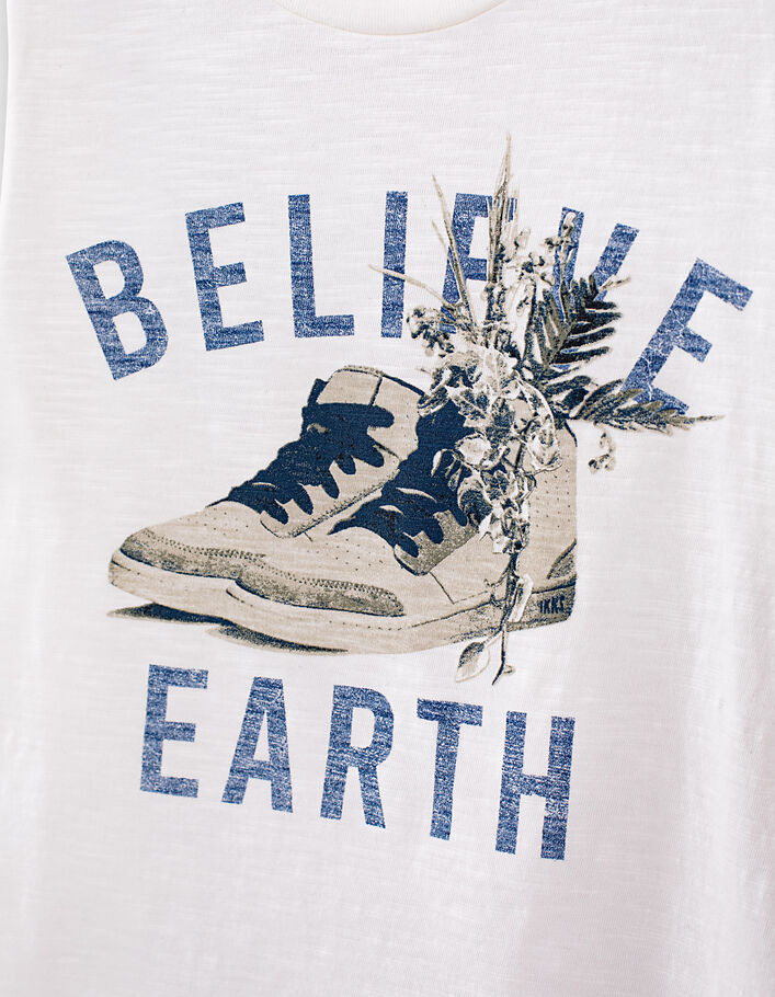 Cremeweißes Jungen-T-Shirt mit Sneakers-Motiv, Bio  - IKKS