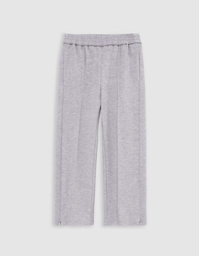 Grijze wijde joggingbroek met vaste naden en rits meisjes - IKKS