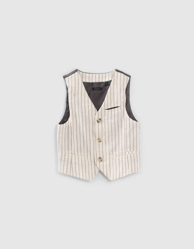 Gilet de costume beige rayé garçon - IKKS