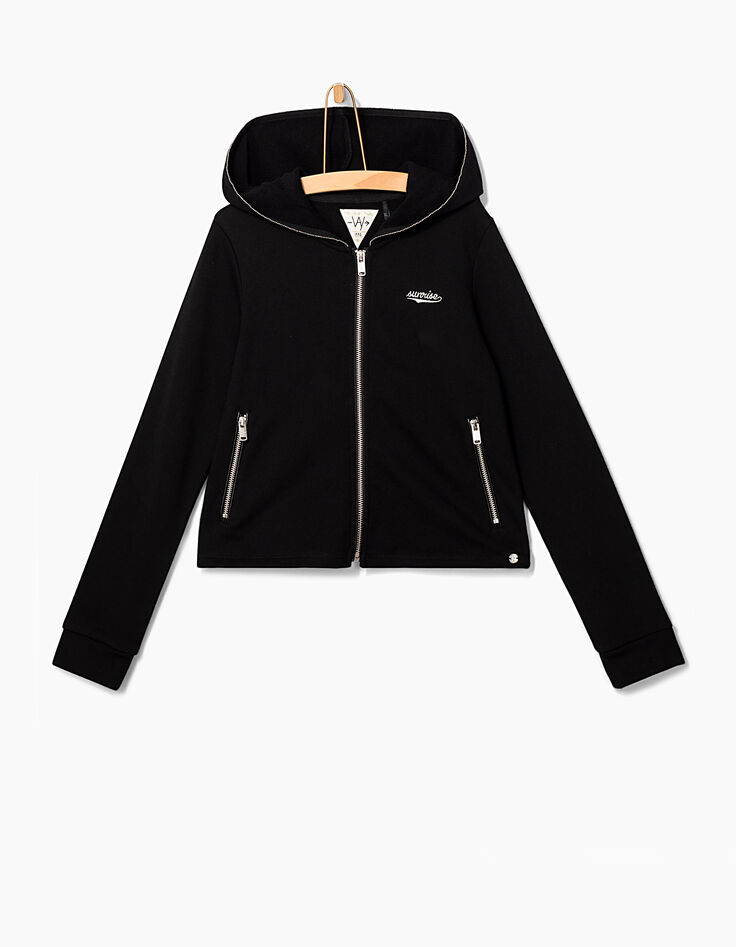 Cardigan noir avec palmiers clous au dos fille-2