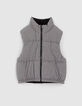 Omkeerbare bodywarmer zwart en pied-de-poule meisjes-2