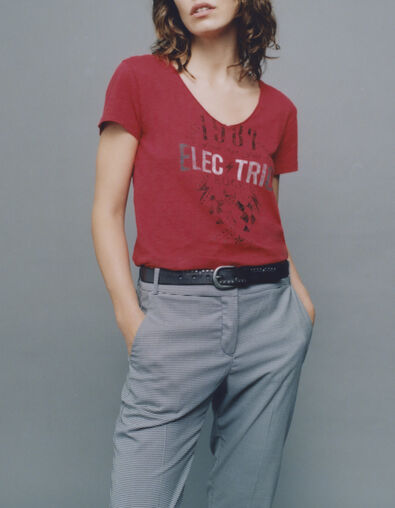Women’s red studded slogan T-shirt - IKKS