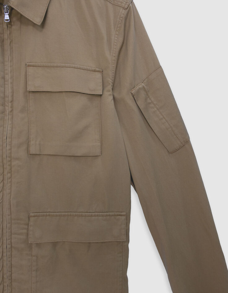 Beige Herrensafarijacke f&uuml;nf Taschen Rei&szlig;verschluss-7