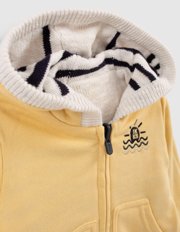 Cardigan réversible rayé et jaune bébé garçon-7