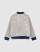 Cardigan teddy gris molleton print dos gar&ccedil;on -3