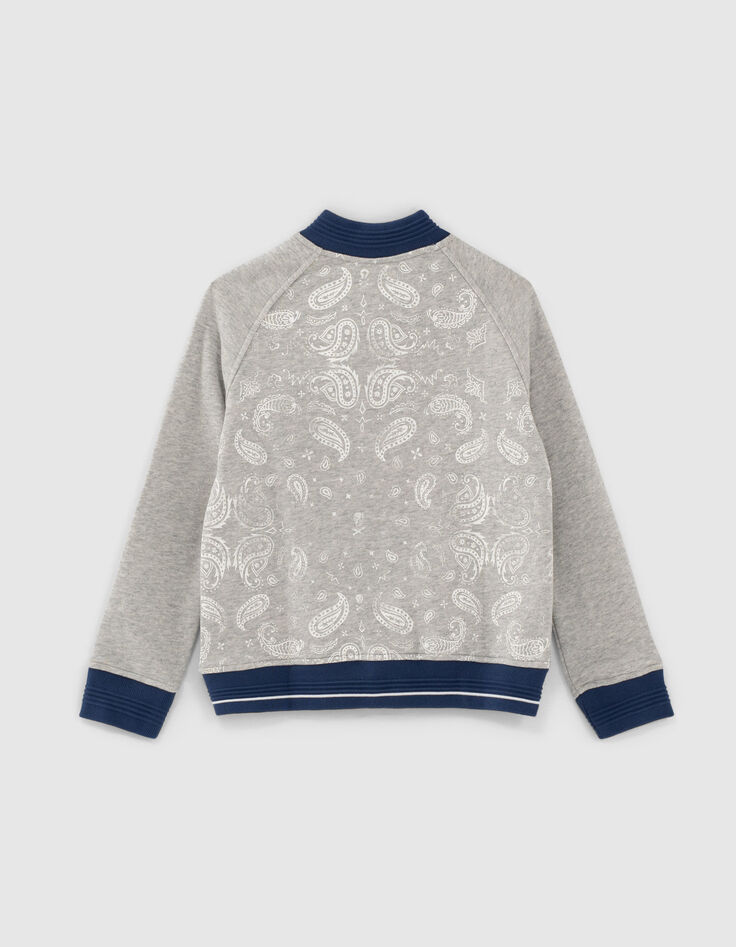 Cardigan teddy gris molleton print dos gar&ccedil;on -3