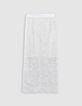 Women's all-lace white midi skirt-5