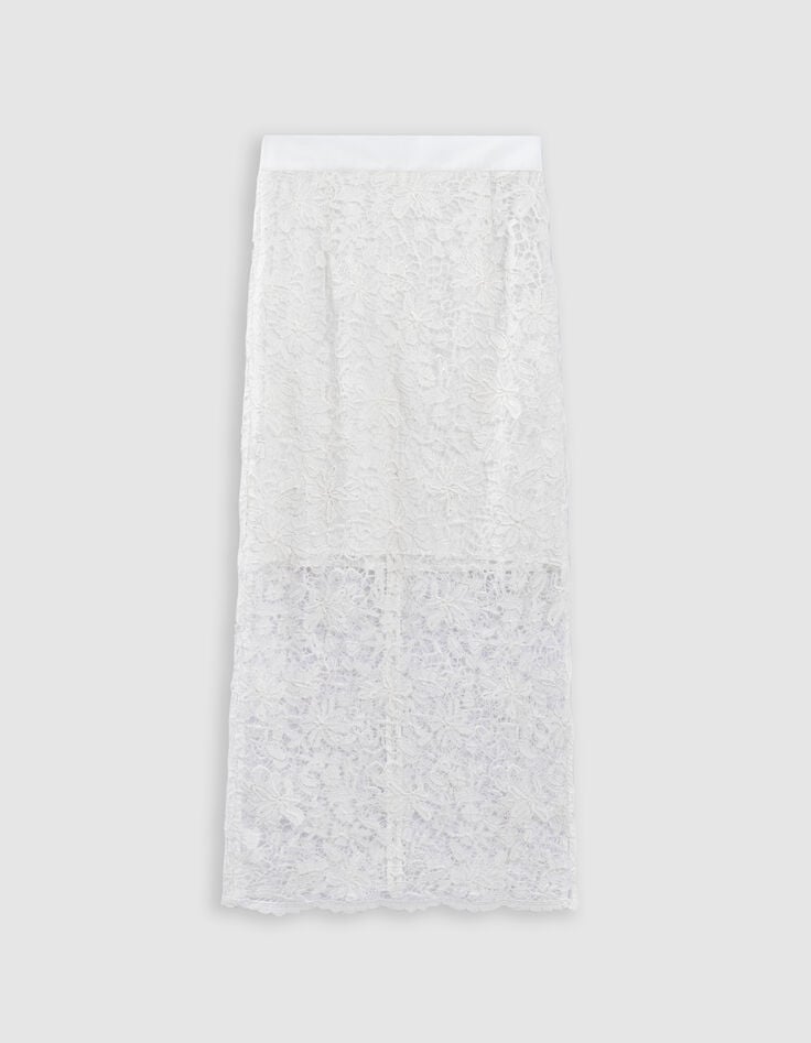Women's all-lace white midi skirt-5