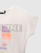 Weißes Mädchen-T-Shirt aus Biobaumwolle mit Peace and Love-5