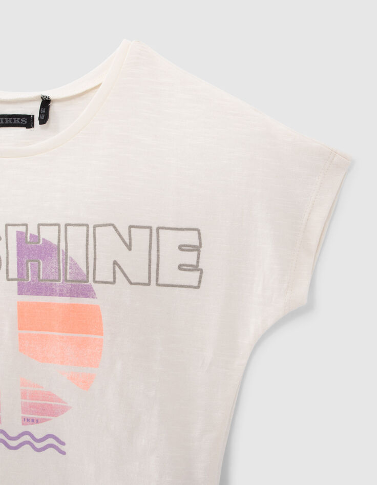 Weißes Mädchen-T-Shirt aus Biobaumwolle mit Peace and Love-5