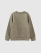 Sudadera caqui con mensaje terciopelo camuflaje niño -5