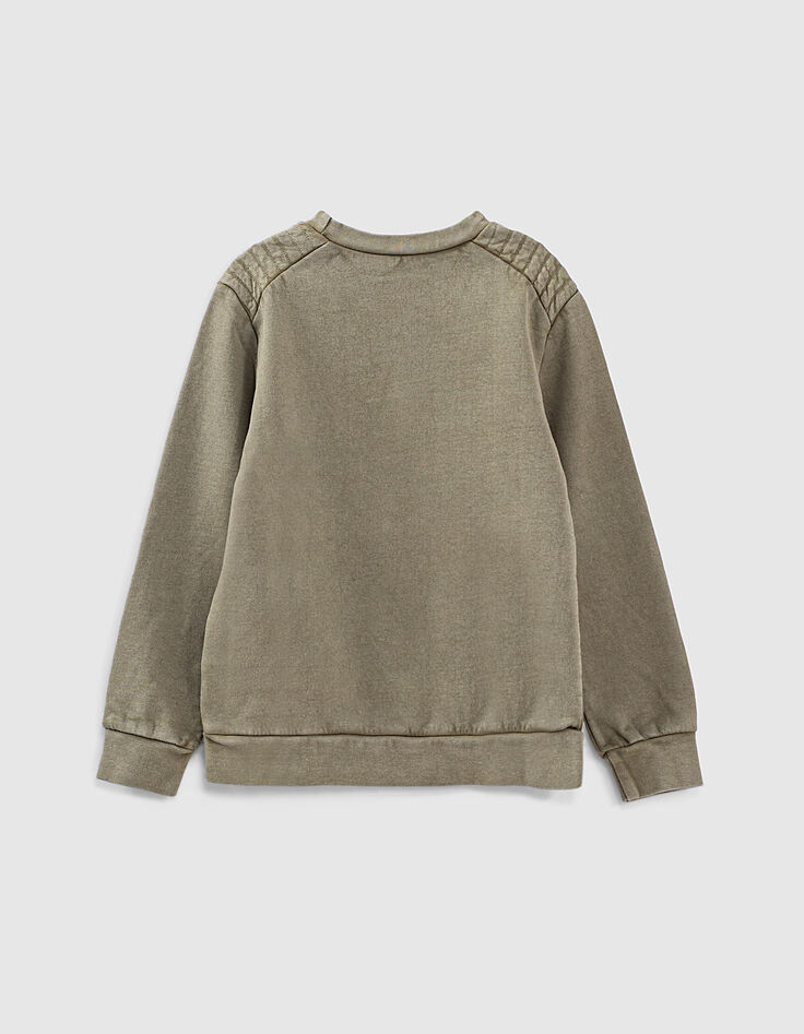 Sudadera caqui con mensaje terciopelo camuflaje niño -5 Sudadera caqui con mensaje terciopelo camuflaje niño -5